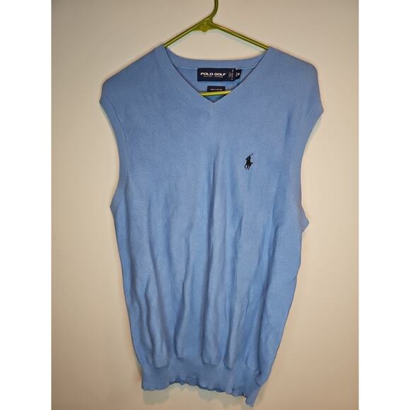 Ralph Lauren Polo Golf sweater Vest Blue Men’s Size Medium 100% Cotton - Picture 1 of 8
